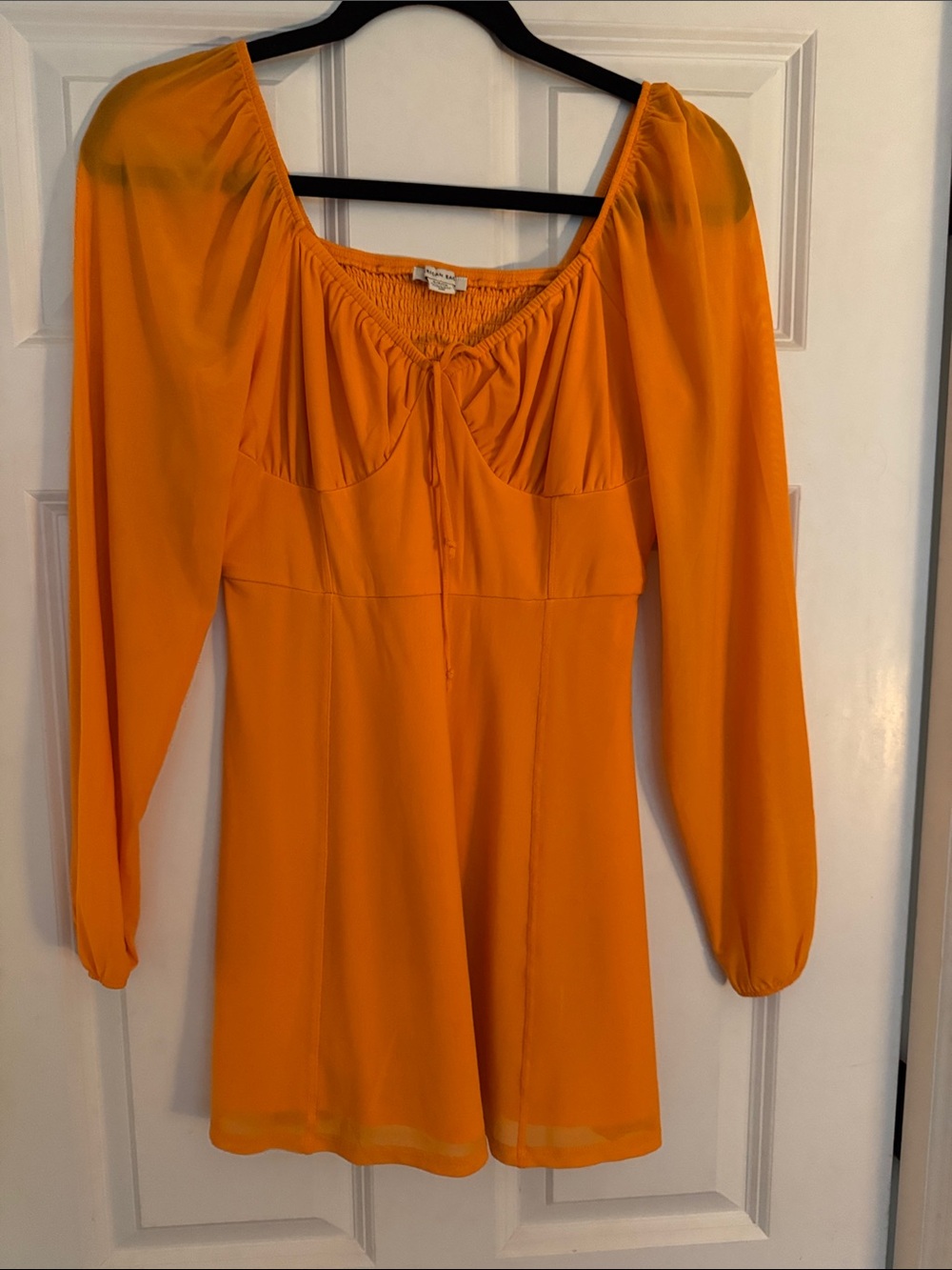 American Eagle Outfitters Orange Long-Sleeve Mini Dress